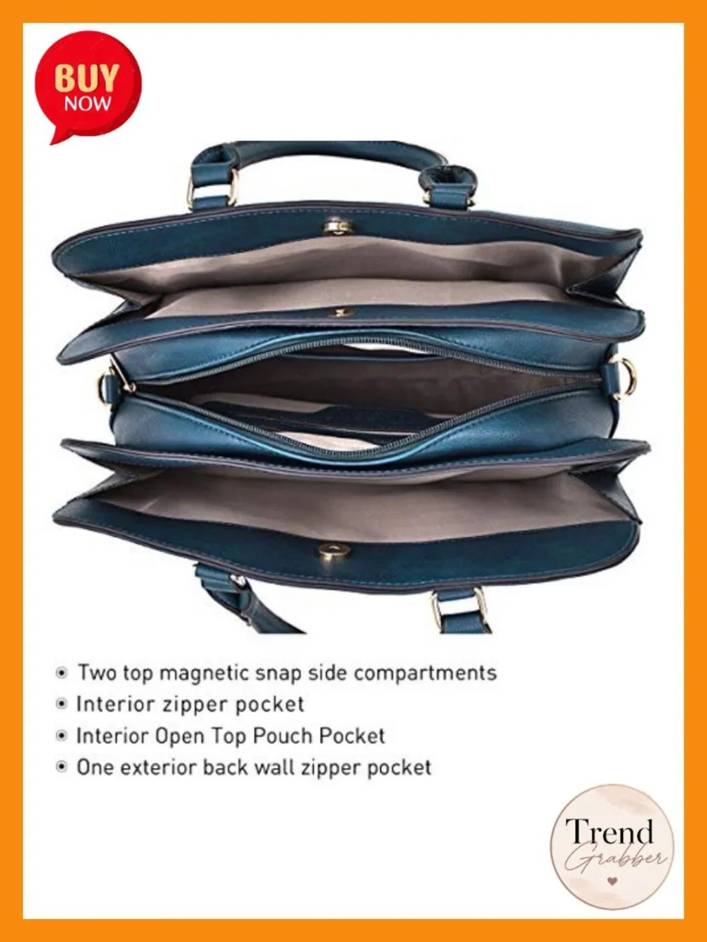Vegan Leather Satchel Bag Set with Wallet - 3 Compartments - Shoulder Strap -